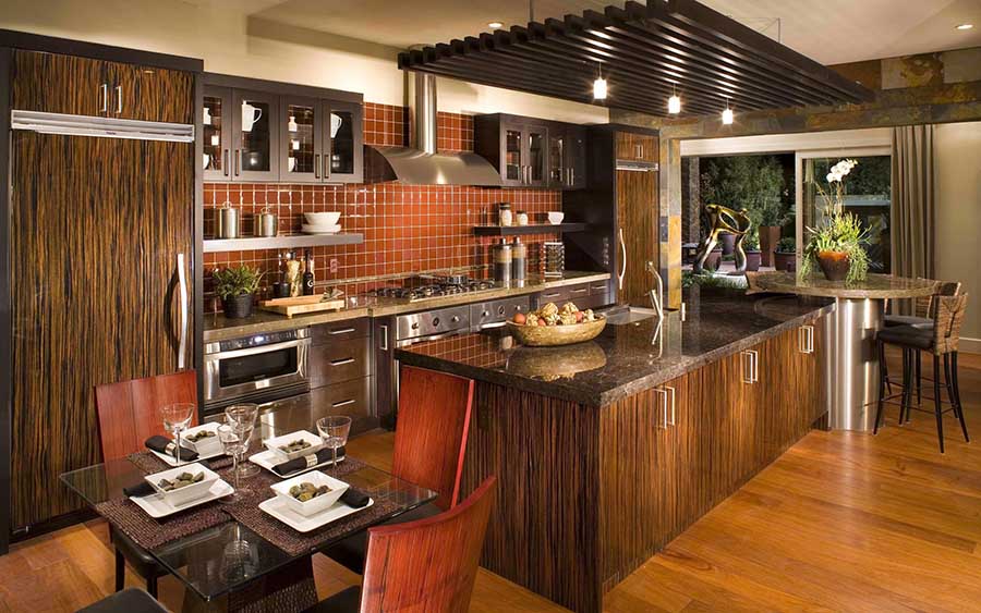 آشپزخانه مدرن با کابینت های گلاس